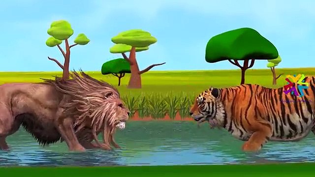 Семейные Детские Стишки Палец Лев Против Слона Мультфильмы Для Детей | Семьи Льва Против Тигра Пальцем