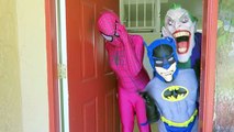 Spiderman vs Joker vs Venom Push Me Broma Fallar! w/ Frozen Elsa y Bromista Chica Divertida Supe