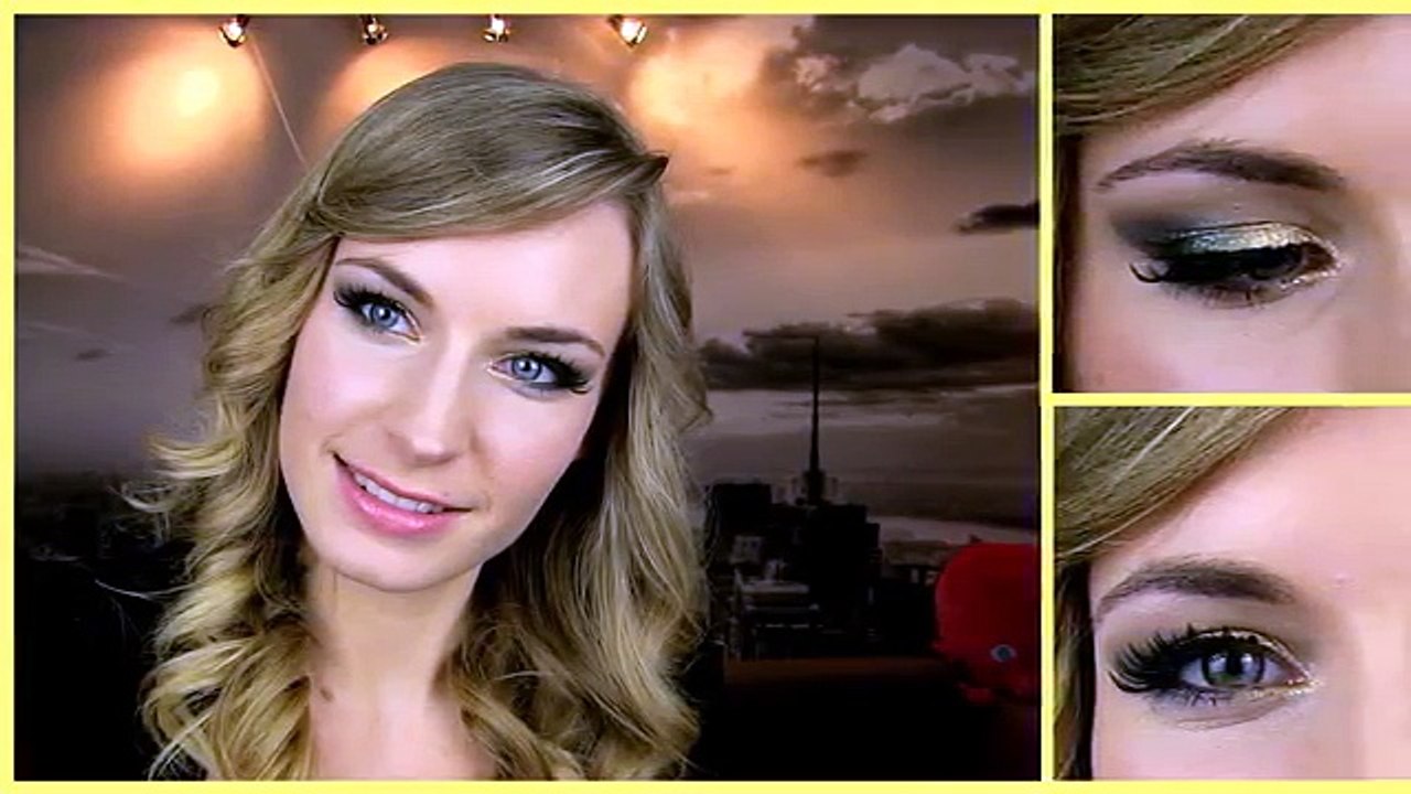 Anne V - Anne Vyalitsyna Makeup Tutorial! Gold Green Smokey Eye + Glitter. Party, Prom Makeup.