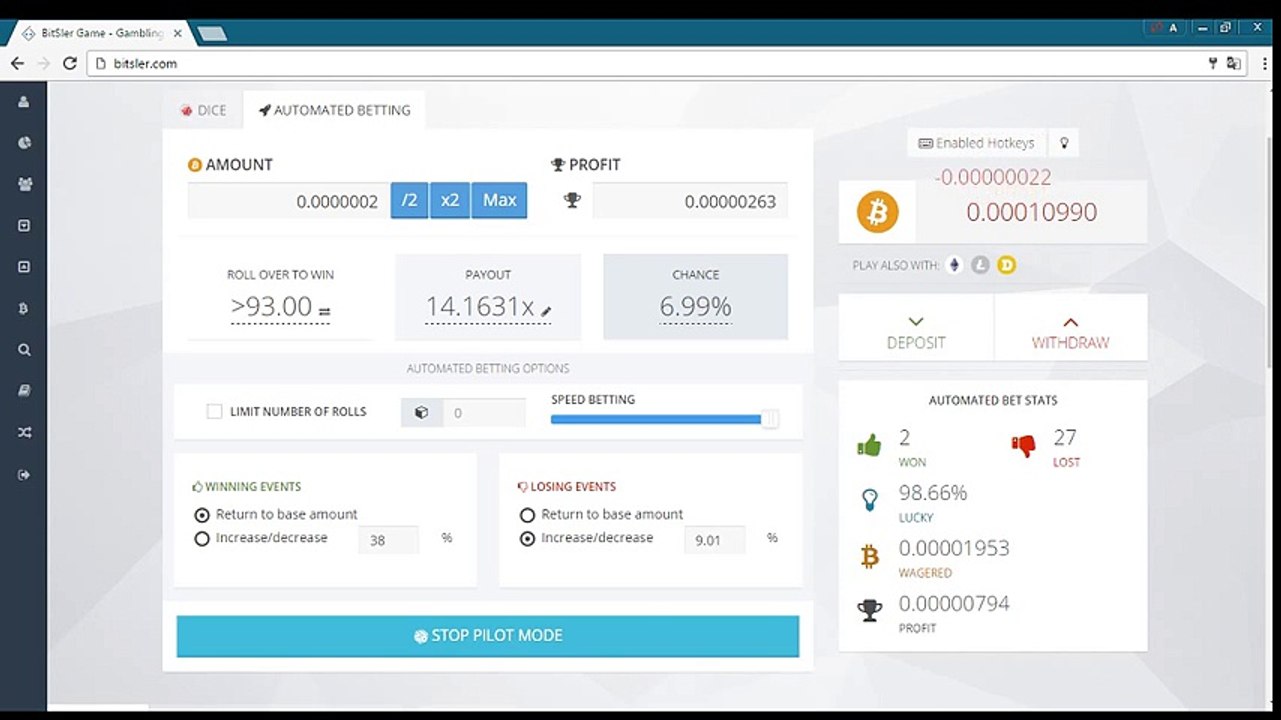 #5 - BitSler Strategy 100% WIN ! Earn 1 BITCOIN in few minutes !  [New Winning Bot for BitSler 2017]