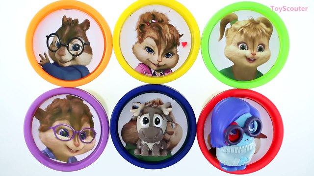 LEARN COLORS with Alvin the Chipmunks Play Doh Cans Surprise Eggs – Disney Minion Toys Go