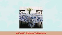Waterford Linens Fabric Tablecloth Oblong Rectangular Blue and White Leaf Floral Pattern 824b76a5