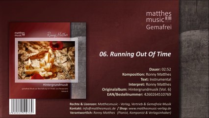Running Out Of Time (06/12) [Dramatic Piano Music | Royalty Free] - CD: Hintergrundmusik, Vol. 6