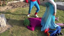 Congelados Elsa vs Spiderman BEBÉ MATÓN de Joker vs Catwoment robo de Coche Divertido Superheroe m