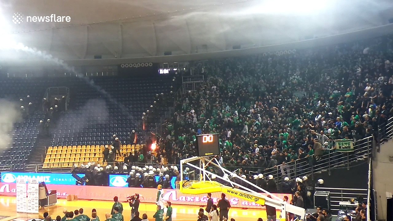 Crazy scenes as violence erupts at basketball game