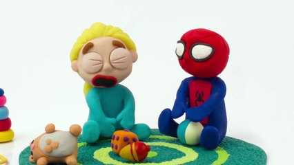 Elsa baby and Spiderbaby on the Swings  Frozen Play Doh Cartoon Stop Motion