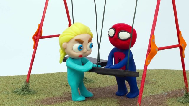 Frozen Elsa and Spiderman Has Twin Babies Frozen Play Doh Cartoon Stop Motion
