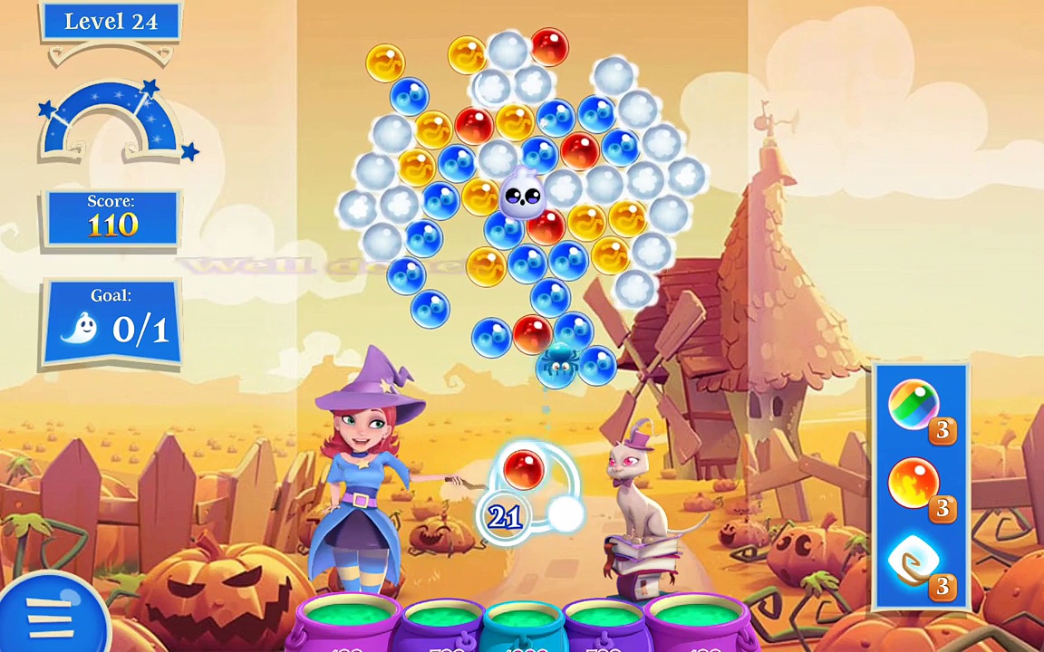 Bubble Witch 2 Saga Level 24 - 3 STARS NO BOOSTERS. 