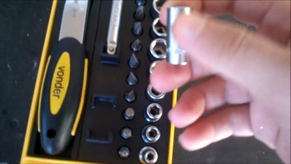 Jogo de soquetes e ponteiras Vonder, com 25 peças UNBOX