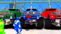 Spiderman, Hulk, Iron Man irand Monster Trucks Colors Nursery Rhymes Songs for Children with Action