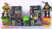 GIANT Play Doh Lego Surprise Egg Toys 10 Legos Minifigures Packs DCTC Playdough Eggs Video