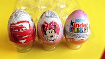 * new * Unboxing 3 surprise eggs, Barbie Kinder, Disney Pixar Cars 2, Mickey Mouse clubhouse