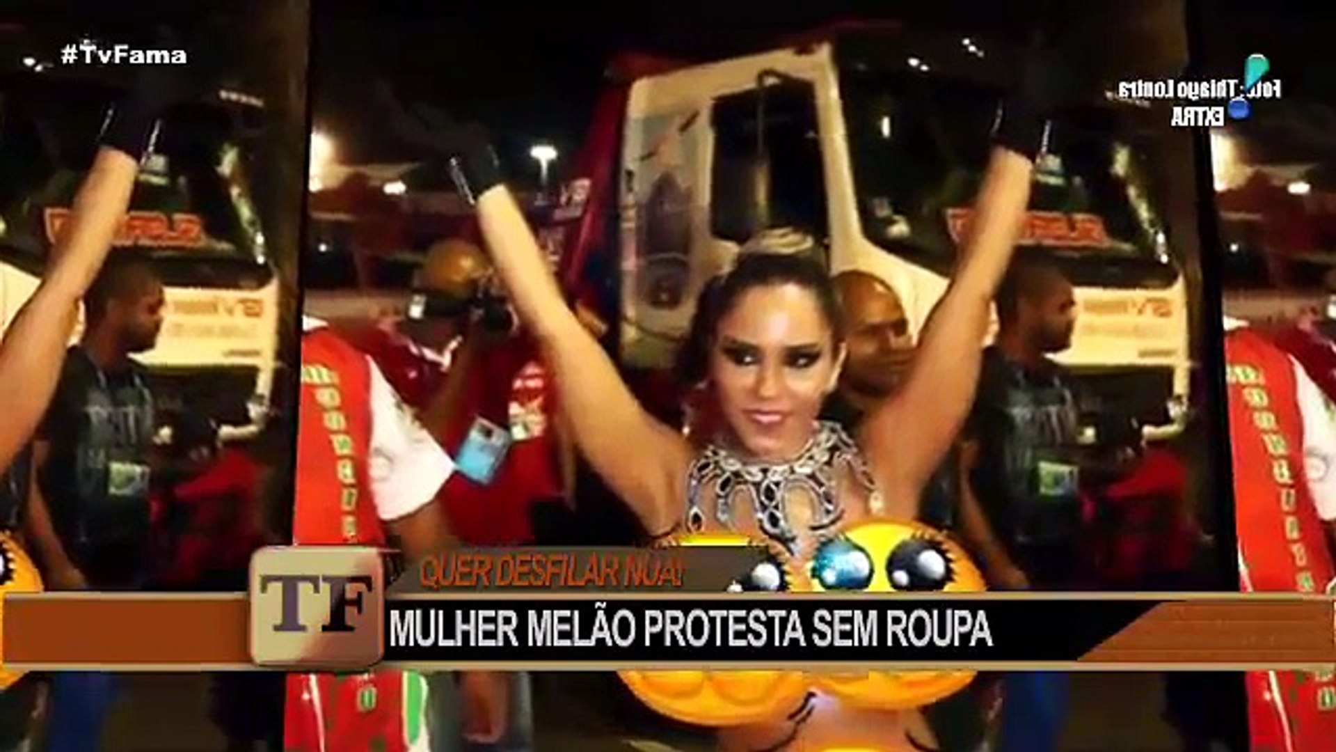 Fora do Carnaval, Mulher Melão protesta Sou viciada em desfilar pelada