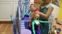 Elsa Ice Castle   Frozen Kinder Surprise Egg Hunt w/ Rapunzel and Anna! Elsas Giant Ice P