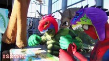 SPIDERMAN & HULK Dinosaur FART PRANK fun Dinosaurs T-Rex BABY - Superhero Fun in Real Life