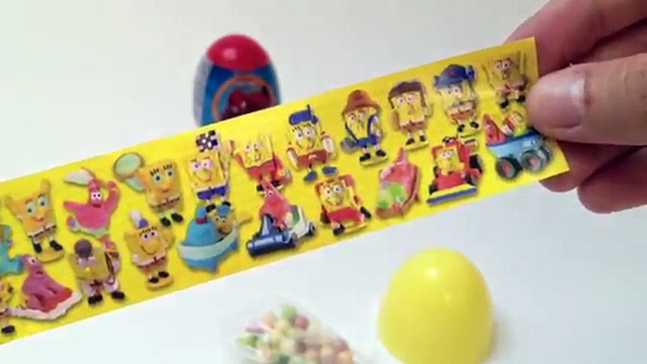 Сюрприз яйца Губка Боб, Человек-паук и автомобили 2 конфеты и игрушки Сюрприз яйца