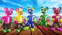 Mega Gummy bear learning colors with crayons finger family nursery rhymes for kids | Color