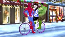 Frozen Elsa Riding Bicycle Hulk Spiderman | SuperHeroes Nursery Rhymes | Joker Monster Tru