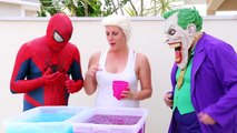 Frozen Elsa & Spiderman GROSS GELLI BAFF TOY CHALLENGE vs Joker - Superhero Fun in Real Life IRL  -)-FNRq