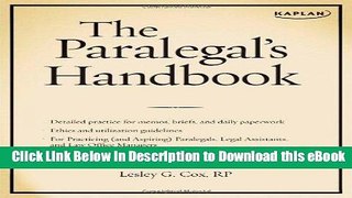 PDF [FREE] Download The Paralegal s Handbook: A Complete Reference for All Your Daily Tasks Free