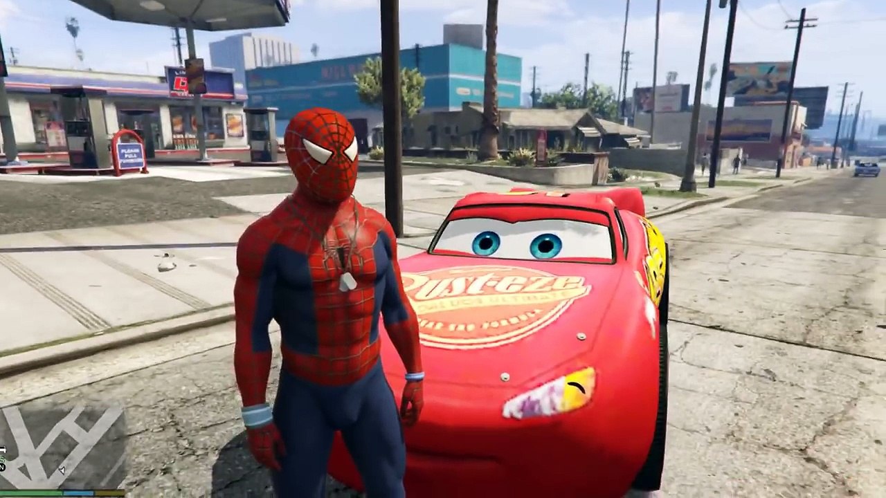 SPIDERMAN dibujos animados de Tren para los Niños y RAYO McQueen Monster Truck canciones infantiles Niños