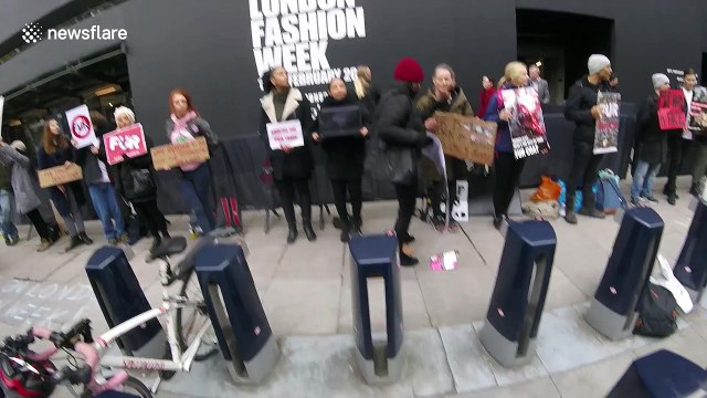 Anti-fur protesters gather at London Fashion Week
