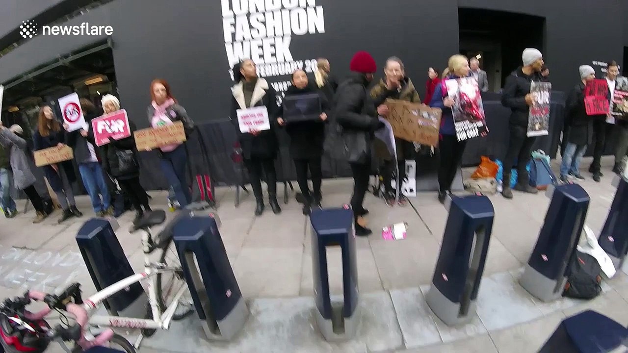 Anti-fur protesters gather at London Fashion Week