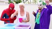 Frozen Elsa & Spiderman GROSS GELLI BAFF TOY CHALLENGE vs Joker - Superhero Fun in Real Life IRL  -)-FNR