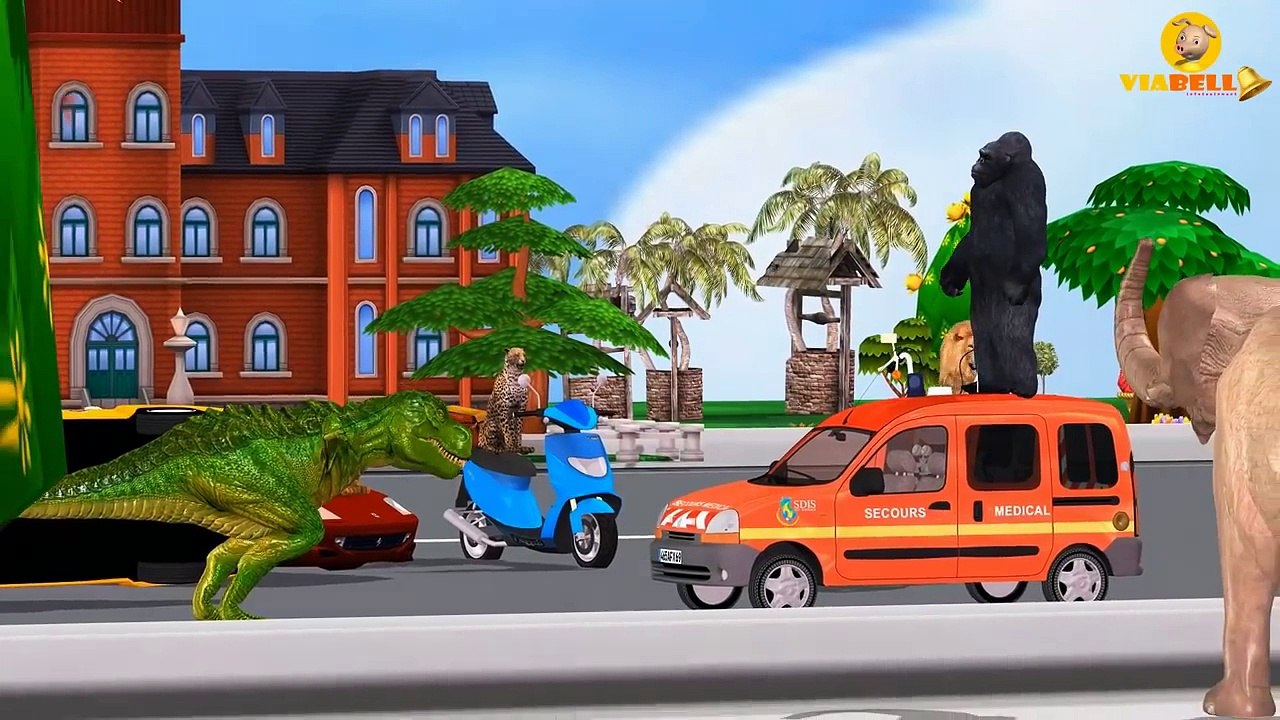 Colors Gorilla Vs Horse Racing Short Movie For Kids | Colors Dinosaurs Lion King Kong Kids