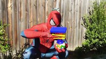 Spiderman and Spidergirl Bubble Gum Poo Prank Fun - Superhero Movie In Real Life!-ELS