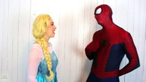 Spiderman With Frozen Elsa & Giant Gummy Candy Chuppa Chups, Pink Spidergirl Superhero in Real Life-6