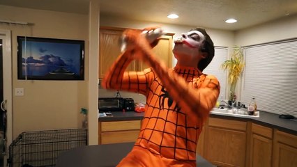 Orange Spiderman vs Twin Joker vs Bad Scary Clown   In Real Life Superhero Movie-g4I8h