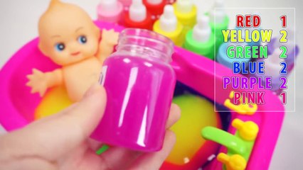 Numbers, Counting Baby Doll Bath Time with Colours Gooey Slime For Children Kids Baby