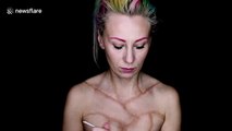 Make-up artist turns into human braid with amazing body painting