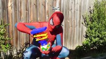 Spidergirl Pranks Spiderman! Bubble Gum Poo Toilet Prank! Bad Baby Joker Spiderbaby Superhero Fun!-LB2lfy
