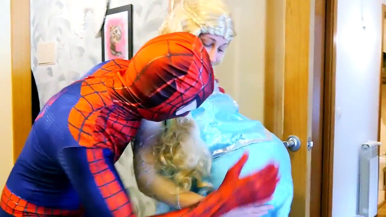 Joker Police family vs Snow White, Maleficent w/ Pink spidergirl, Frozen Elsa, Giant foot