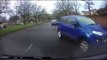 Reckless driver mounts pavement to get ahead of traffic