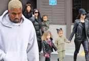 Kourtney Kardashian & Kids Tag Along To Dinner With Miserable Kanye West & Kim