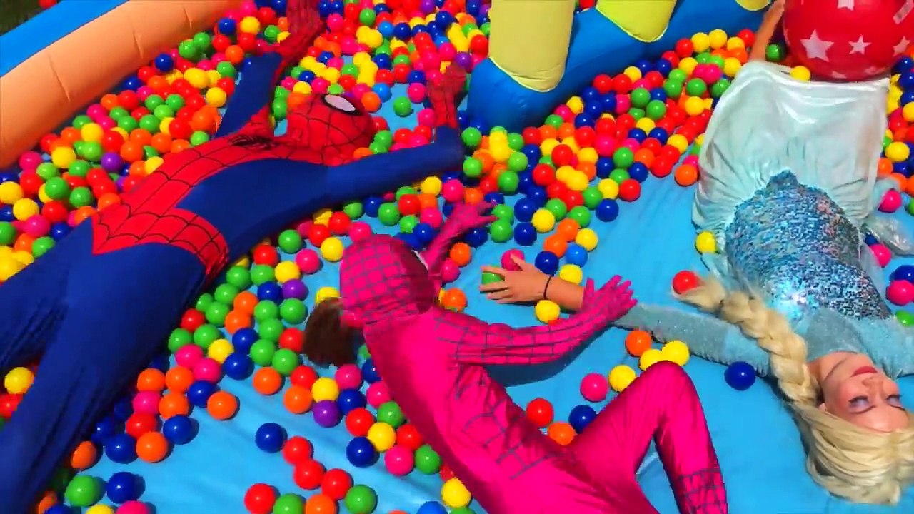 Superhero Water fight Joker Maleficent Attack Spiderman and Frozen Elsa Prank in 4K