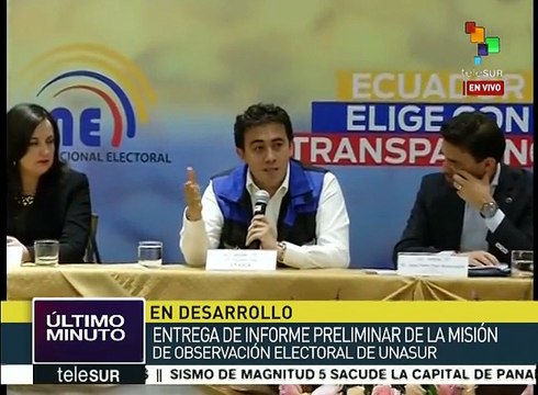 Rechaza UNASUR acusaciones de fraude en comicios de Ecuador