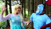 Spiderman & Frozen Elsa vs Poison Ivy! w/ Pink Spidergirl Mermaid, Maleficent Joker Superm