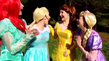 Frozen Elsa DANCING with Disney Princess Ariel, Rapunzel, Belle! w/ Spiderman, Pink Spider