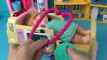 Baby Alive Doll Kongsuni Syringe Injection Ambulance to Hospital.Accident Poop,Shot,Potty