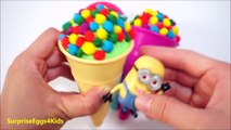 Play Doh Rainbow Ice Cream Surprise Egg Popsicles opening by Minions, MLP Princess Cindere