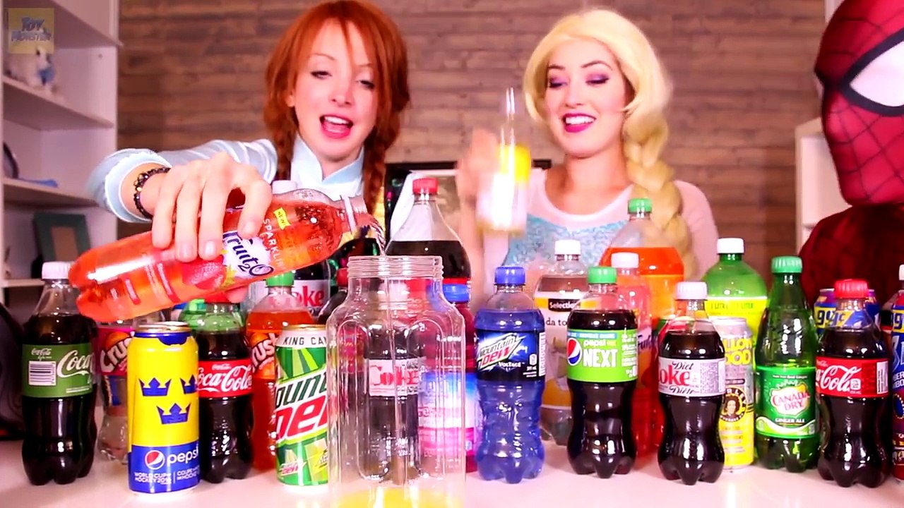 Frozen Elsa & Anna NAIL POLISH CHALLENGE! w  Spiderman Joker McDonalds Pepsi Kids Fun In Real Life