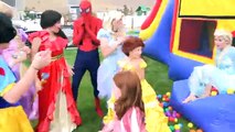 EVIL TWIN DISNEY PRINCESSES! Frozen Elsa giant gummy joker tongue vs maleficent and spider