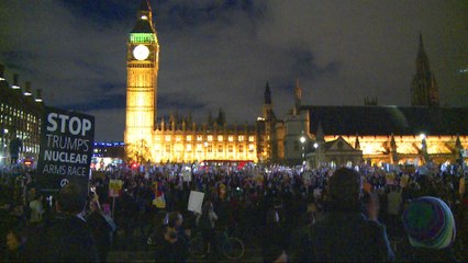 Protests in London as MPs debate Trump's UK visit