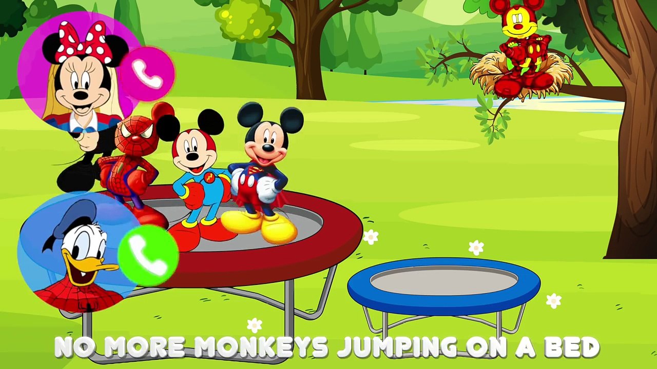 Ironman Mickey Mouse and Heroes Friends Jumping on the Bed
