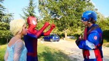 CONGELADOS ELSA vs DIAMANTES w/ Spiderman vs Joker y Maléfica Hulk Sirena Divertido Superhéroes