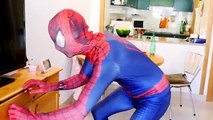 Rosa Spidergirl vs Spiderman Momia en la Vida Real! Pies Congelados Elsa Gigante Piruleta Divertida Superhe